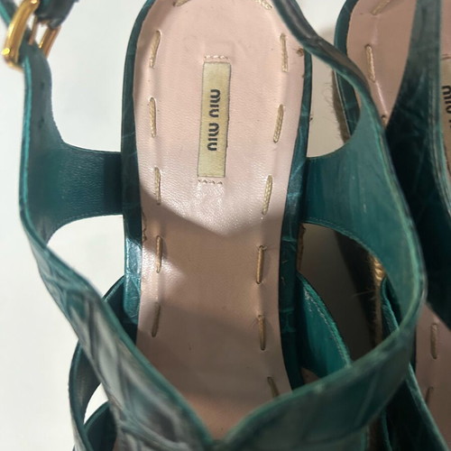 Miu Miu platform sandals like new, size 38.5, green turquoise