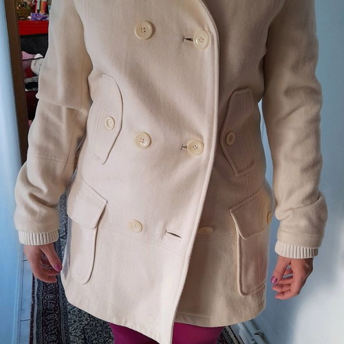 Mango white wool coat like new, size large