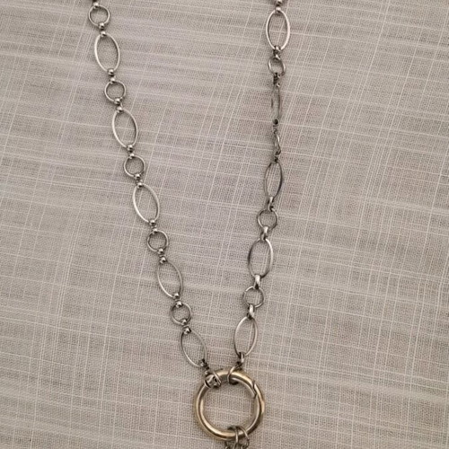 Steel necklace used, red and silver