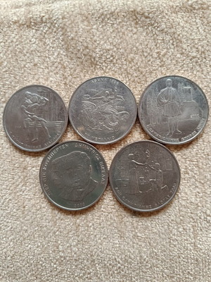 Set of 5 used 500 Drachma coins from 2000