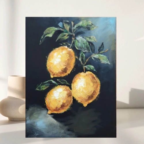 Oil painting Lemons new, canvas, 40x30 cm