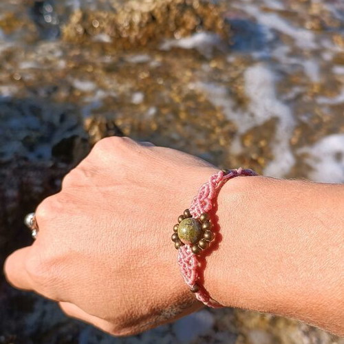 Macrame bracelet new handmade with unakite