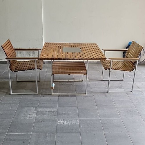 IKEA KVARNÖ garden table with 2 chairs set used