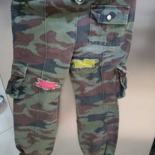 Beneton military-style pants used, size 10/12 with patches