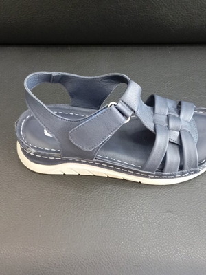 Blue leather platform sandals, size 37