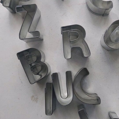 Set of stainless steel cookie cutters English alphabet like new