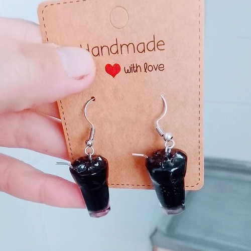 Earrings black glass new