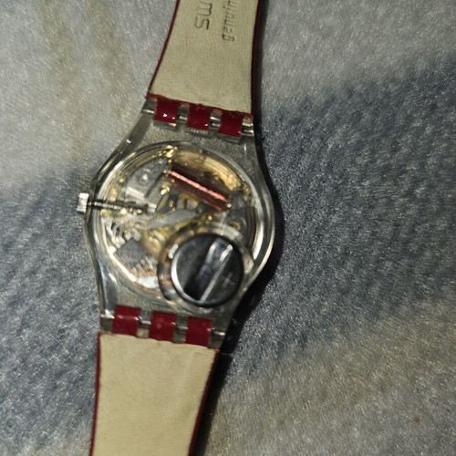 Swatch Strawberry Jam 2003-4 women's watch used, red leather strap