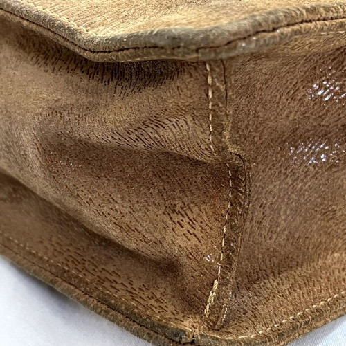 Longchamp Paris Vintage Suede Shoulder Bag used, camel brown leather