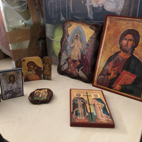 Religious icons and items used, package