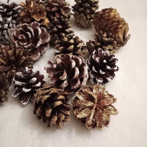 Decorative pine cones new, pack of 20 with glitter