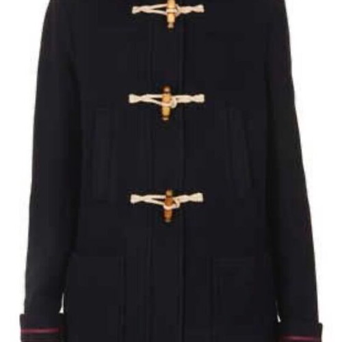 Topshop duffle coat dark blue like new with hood and wooden toggle buttons
