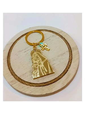 Handmade martyrika keychains with plexiglass image of Virgin Mary used on order