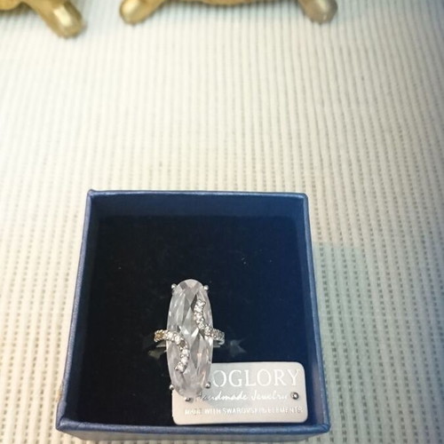 Neoglory silver ring new with Swarovski and large oval crystal