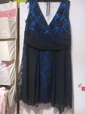 Φόρεμα All Day αμάνικο σαν καινούργιο, μαύρο με μπλε ρουά δαντέλα