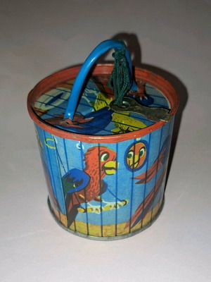 Tin piggy bank vintage 60s used with lock