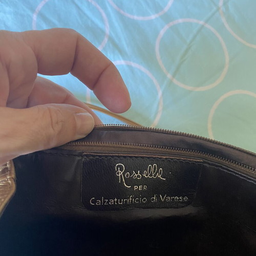 Vintage gold leather shoulder bag by Rossella, used