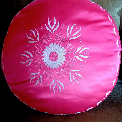 Set of two retro embroidered satin decorative pillows like new