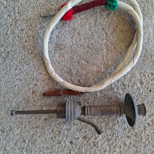 Handmade hookah metal part with hose used