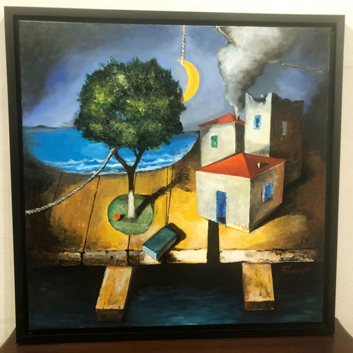 Zafeiriou painting used, oil on canvas with wooden frame