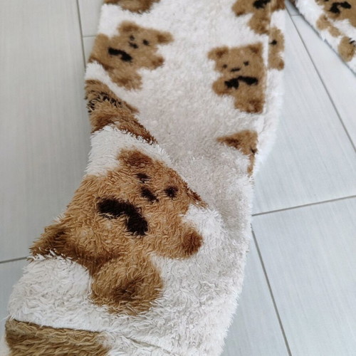 Warm fleece set for girls No.6/8 like new, beige with teddy bears