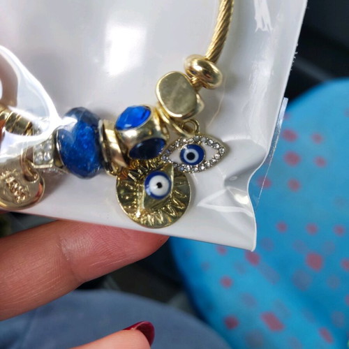 Evil eye bracelet and beads new, gold color, stainless steel