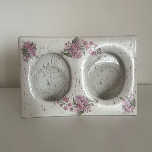 Ceramic double photo frame like new with floral pattern
