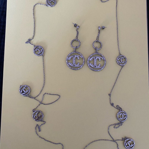 Just Cavalli jewelry set silver like new earrings and necklace