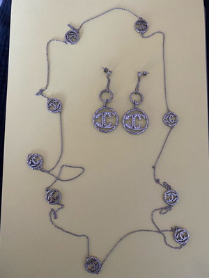 Just Cavalli jewelry set silver like new earrings and necklace