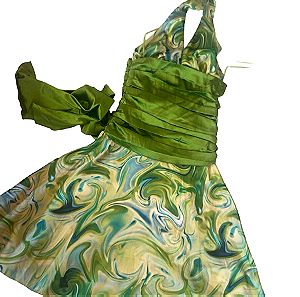 Σατέν φόρεμα καλοκαιρινό πράσινο