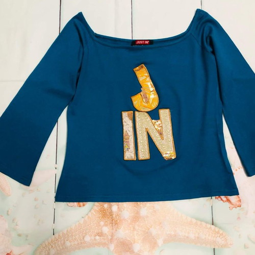 Just In blouse size M like new, blue and yellow
