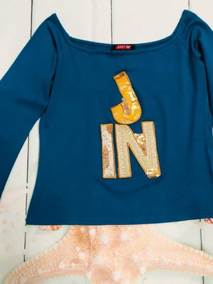 Just In blouse size M like new, blue and yellow