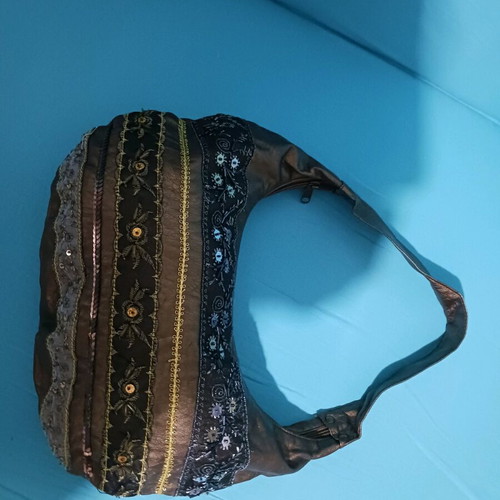 Golden brown shoulder bag used with sequins
