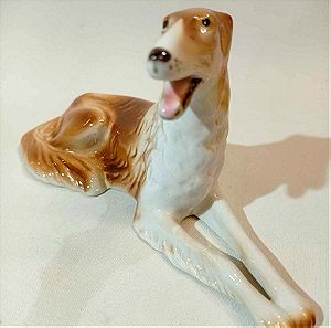 Χειροποίητο διακοσμητικό φιγούρα σκύλου μπορζόι εξαιρετικής πορσελάνης ROYAL DUX της δεκαετίας του '50.