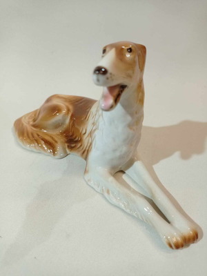Handmade Royal Dux porcelain Borzoi dog decoration from 1950s like new