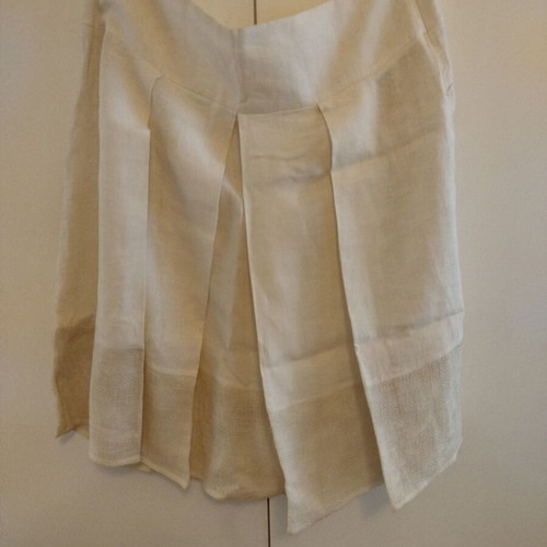La Stampa Ecru Linen Skirt new, size XL 42 14