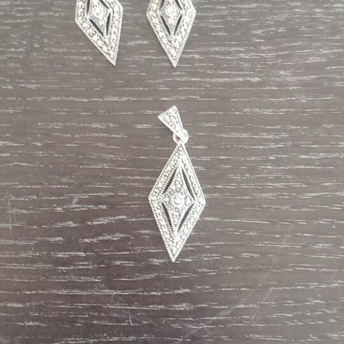 Jewelry set with marcasite and silver, like new, Gianniotiki style