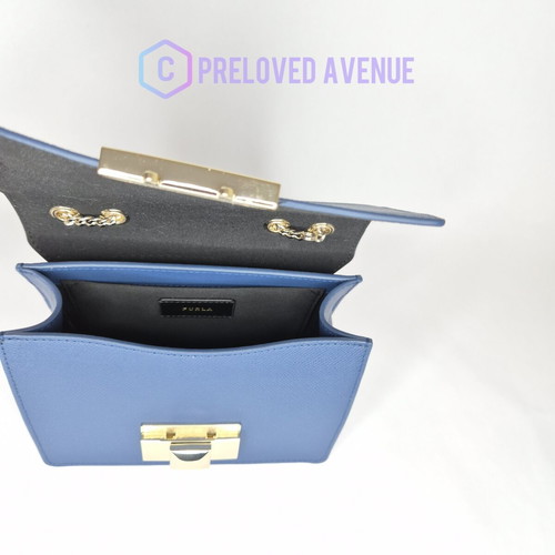 Furla Venere Mini Bag new, dark blue leather crossbody