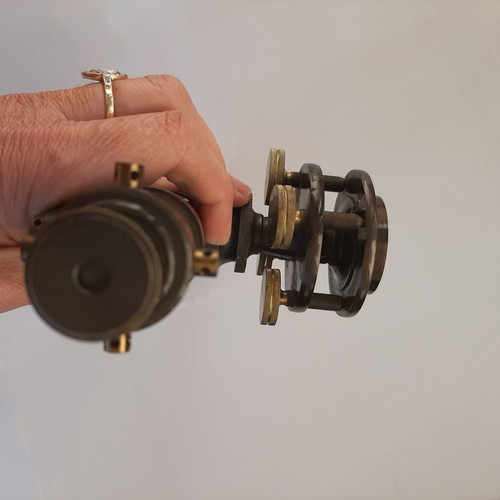 English antique theodolite used with authentic oak wood box