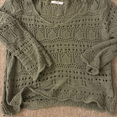 Knitted cotton blouse khaki small new