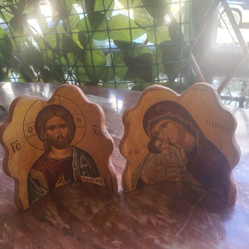 Religious ceramic icons, set of 2
