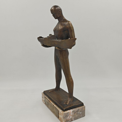 Bronze Maritime Statue "The Shipbuilder" used with alabaster base