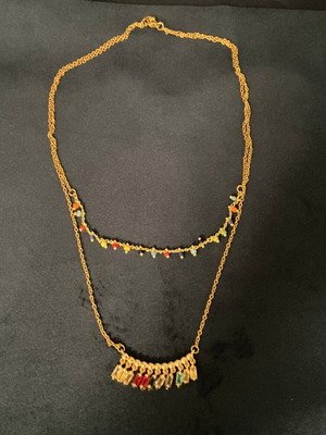 Boho double necklace with multicolored stones like new