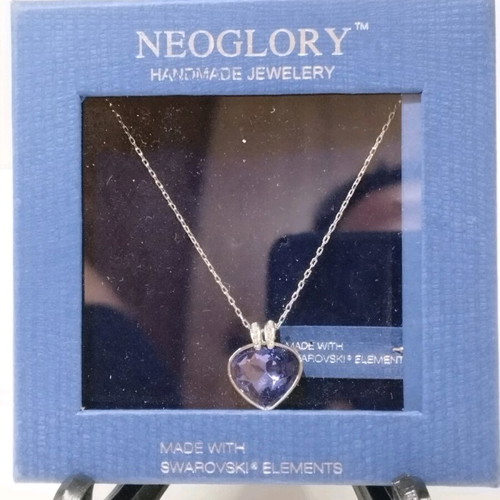 Swarovski Elements Neoglory Heart Necklace purple like new