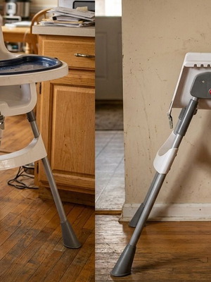 High chair for feeding, ergonomic with 5-point safety belt