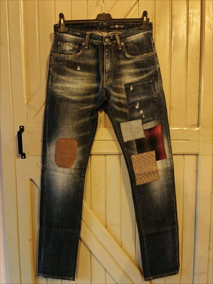 Reign Italia slim fit jeans like new, blue with patches