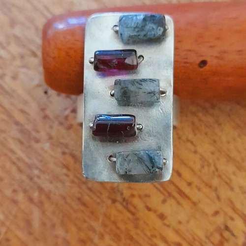 Silver ring handmade new with semi-precious stones
