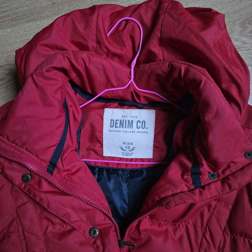 Holister long red jacket used, size M