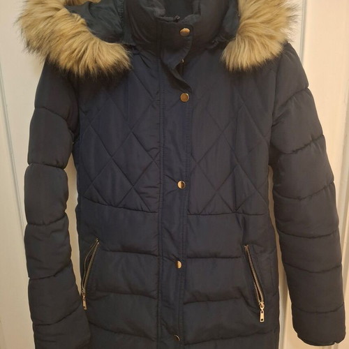 Medium blue jacket used with belt at waist