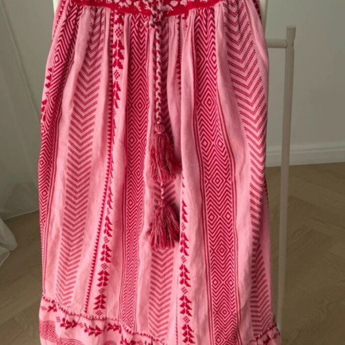 Zara boho chic embroidered long dress, pink red, size L